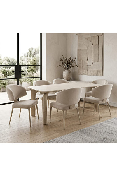 TrentonGCC Royal Marble Top Dining Table with 6 Chairs