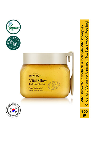 Vital Glow Tuzlu Vücut Peelingi Vitamin C E B12 Çift Tuz Arındırıcı Scrub 500 g