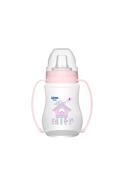 Wee Baby Pahar care nu curge cu maner 250 ml, cod 754, Wee baby, Roz