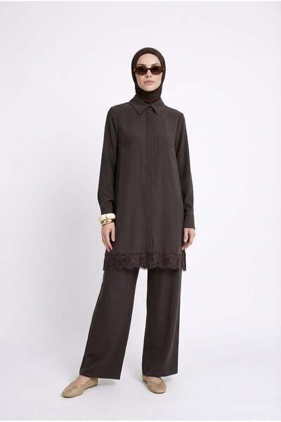 Armine TREND Lace Detailed Hidden Button Double Suit with Trousers 26Yt664