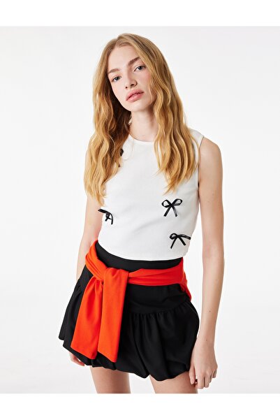 Koton Cotton Sleeveless Crew Neck Bowknot Tank Top