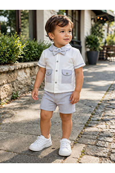 Atlas Baby House 100% Cotton Bow Tie Top and Shorts Summer Baby Boy-Child Set