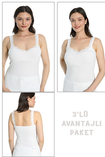 Cotpark Women's 3-Piece Economical Pack - Basic Cotton White Undershirt with ...