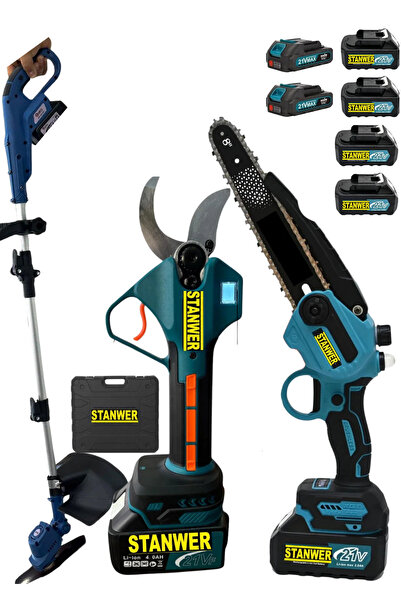 STANWER PRO 3 LÜ SET 50 MM MAKAS BÜYÜK 22 CM BOY BUDAMA VE AKÜLÜ ÇİM BİÇME
