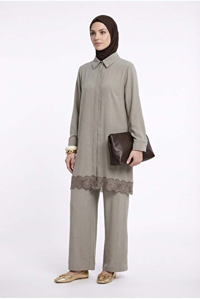 Armine TREND Lace Detailed Hidden Button Double Suit with Trousers 26Yt664