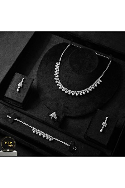 jewelrystore Luxury Zircon Four-Piece Set with Exquisite Packaging Box