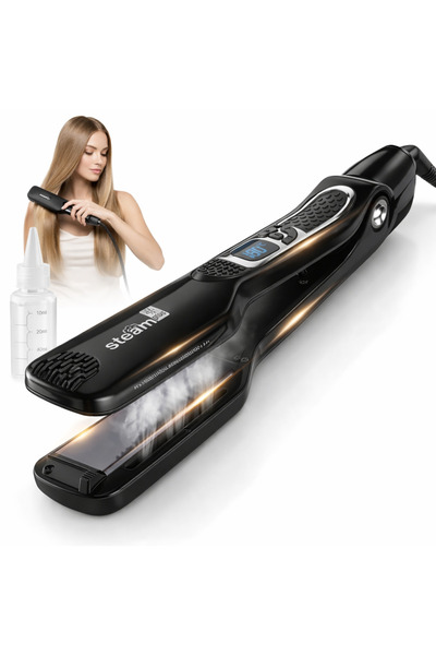 OEM Steam hair straightener, fast straightening, titanium plates, LCD display...