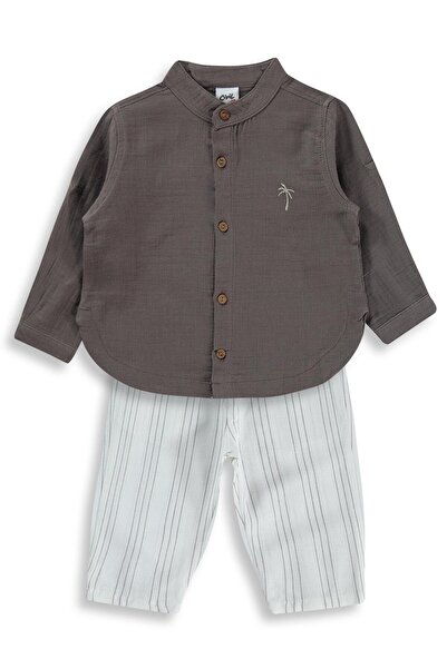 Civil Baby Palm Tree Embroidered 6-18 Months Set - Brown