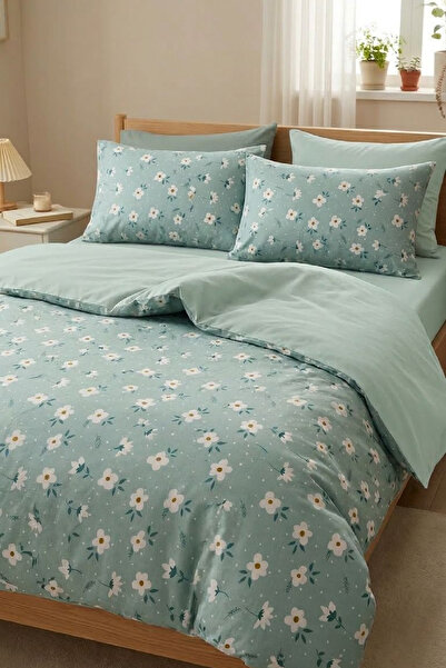 LaLiva Papatya Double - Elastic Sheets - Cotton Duvet Cover Set