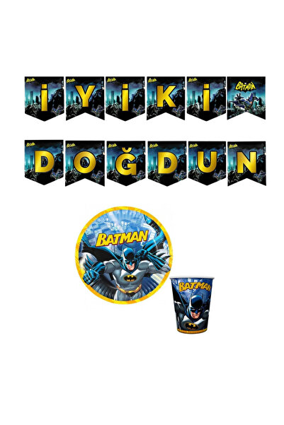 Behind party store مجموعة زينة لحفلات عيد ميلاد باتمان تتسع لـ 8 أشخاص، تتضمن...