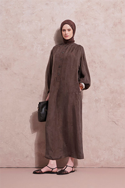 Armine Oversize Kupra Elbise Kakao