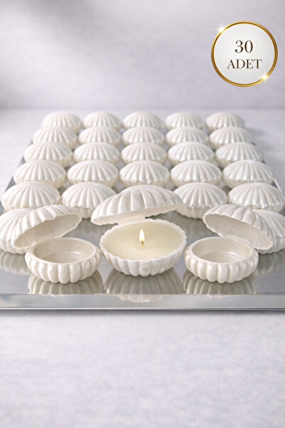 MUMTEDARİK İstiridye Şekilli Mika Kutu 30 Adet | Kapaklı Mum Kabı & Hediyelik...