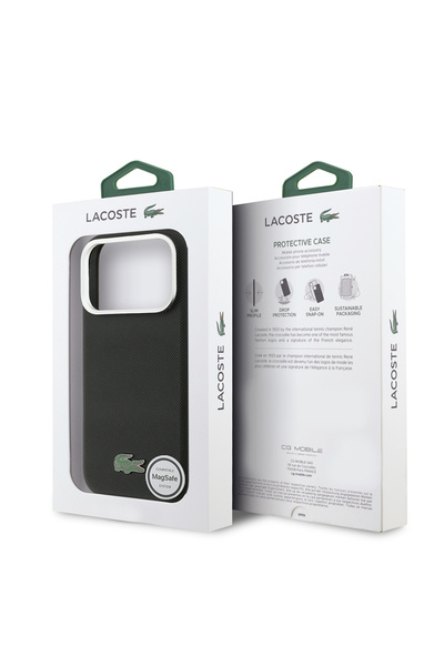 Lacoste iPhone 17 Pro Max Kılıf Lisanslı M-Safe Uyumlu PVC Pike Desenli İkoni...