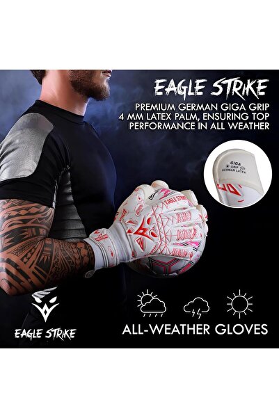 eagle strike Soccer Goalie Gloves | 4mm German Giga Latex | Pro Finger Protection (Removable Spines)