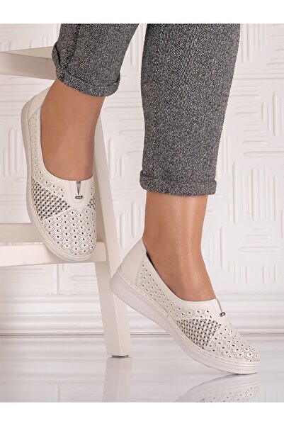 ADS Beige Women's Casual Shoes Made of Amosa -Leather, Size 36