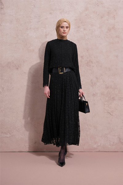 Armine Brode Dantel Takım Siyah