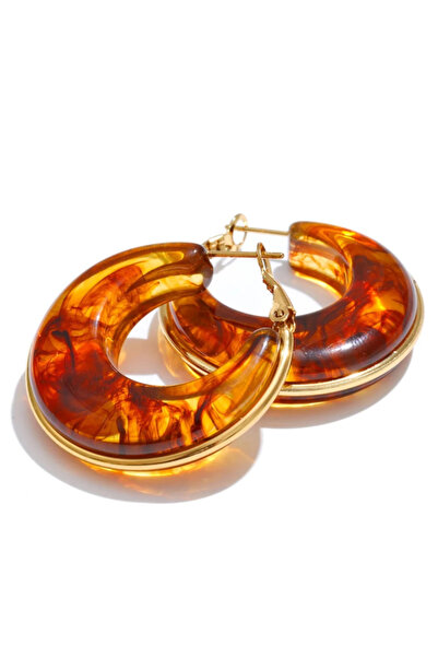 Eva Grace Nirra gold-tone round earrings with amber pattern, made of 18K gold...