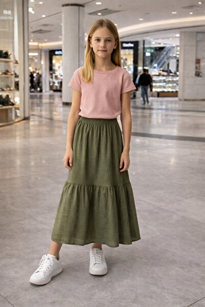 HÇ Hülya Çelik KİDSWEAR 2018 Fusta lungă cu talie elastică pentru fete cu vâr...