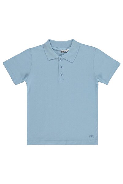 Civil Boys Boy's Palm Tree Embroidered Polo Collar T-Shirt for Ages 6-9 - Blue