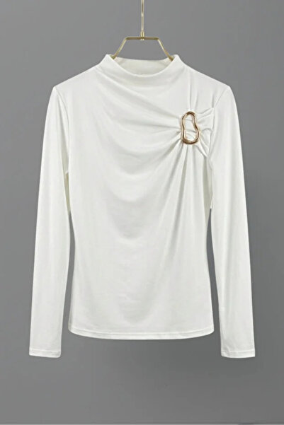 Eztila Women's Sandy Long Sleeve Blouse with Buckle Chest Detail