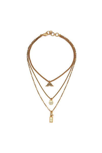 Mon Reve Soul Kanat Charm Altın Kaplama Zincir Kolye