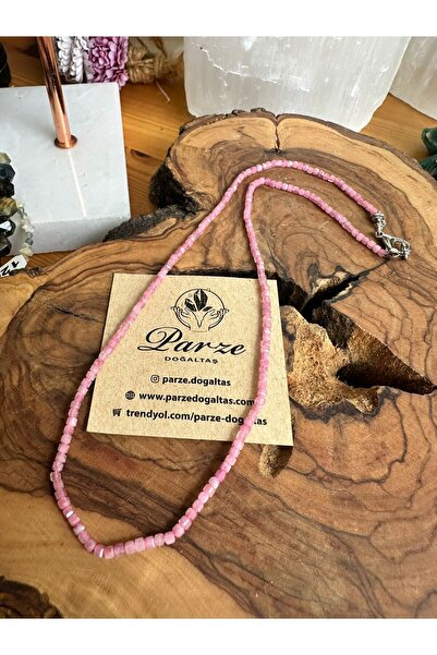 parze doğaltaş Rubellite (Pink Tourmaline) Natural Stone String Necklace