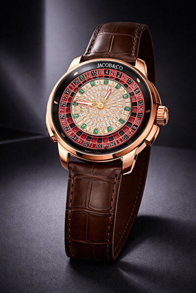 G Sport POLO Jacoob Casino Rulet Dönen Otomatik Mekanizma Haki Deri Kol Saati...
