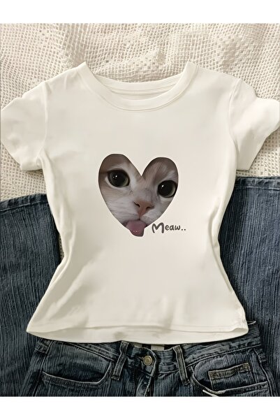 Toum Kemer Boy Sweet Cute Cat Crop Blouse
