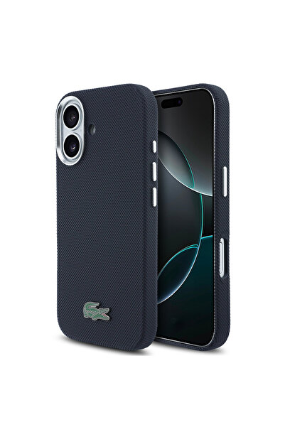 Lacoste iPhone 17 Kılıf Lisanslı M-Safe Uyumlu PVC Pike Desenli İkonik Timsah...