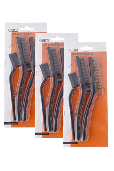 Lawazim مجموعة فرش سلكية فولاذية من 3 قطع من BMB، بمقبض مريح، تصميم مائل، فرش...