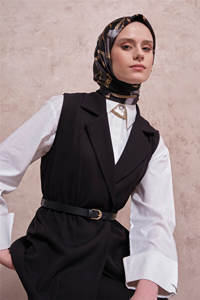 Armine Beli Lastikli Yelekli Takım Siyah