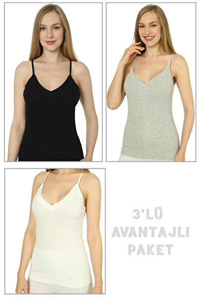 Cotpark Women's 3-Piece Economical Pack - Basic 100% Cotton Ribbed Colored Ta...