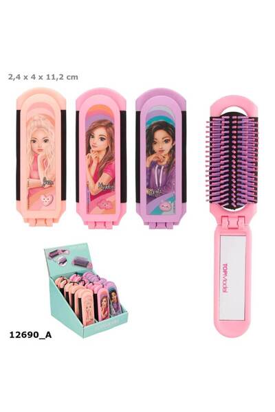 Top Model Perie pliabilă cu oglindă TopModel - roz