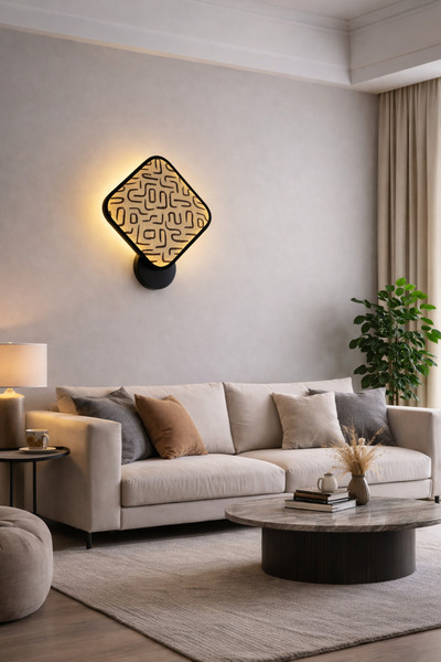 Natiorj Ledli Kumaş Model Pilli Tak Çalıştır Aplik Özel Dekoratif Abajurlu Sa...