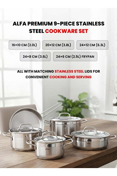 Alfa 9‑Piece Premium Cookware Set