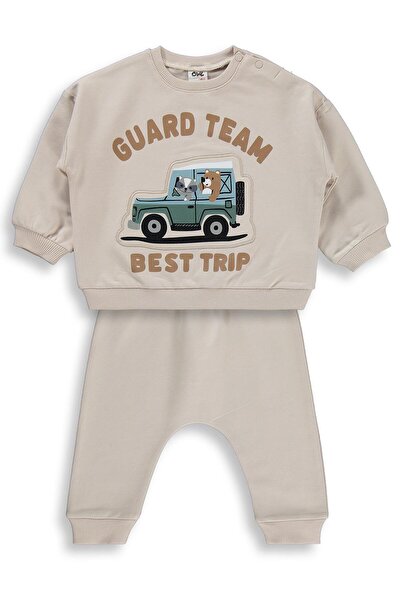 Civil Baby Car Printed 6-18 Months Set - Beige