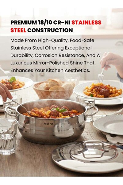 Astra Premium Stainless Steel Low Casserole 32 cm