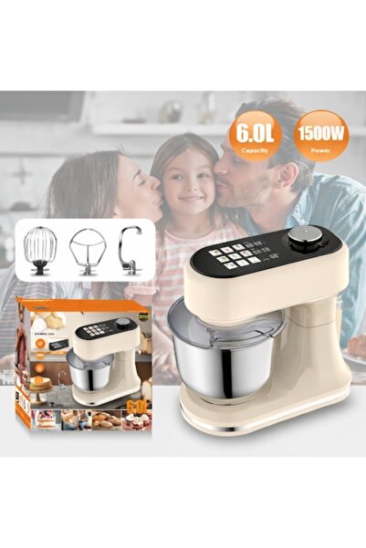 Rovitech Mixer cu bol, 6L, 1500W, bol din oțel inoxidabil, bej