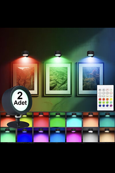 BlueApple 14 Renk Dokunmatik 360° Dönebilen Magnetli Şarjlı Led Aplik - 2 Ade...
