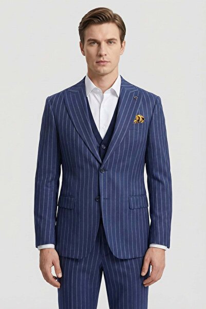 Sabri Özel Giotelli Navy Blue Knitwear Vest 6 Drop Polyester Viscose Blended ...