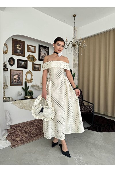 maf collection Γυναικείο βραδινό φόρεμα αποφοίτησης με λεπτομέρειες σε εκρού ...