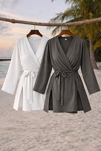 COMBİNE MİCHAİL Kimono de vară pentru femei, cu curea, pachet de 2