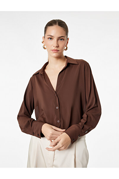 Koton Πουκάμισο από σιφόν με κουμπιά και μακρυμάνικο κομμένο στυλ