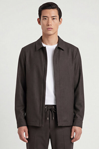 Giotelli Coffee Wool Blended Elastane Content Men's Sports Suit