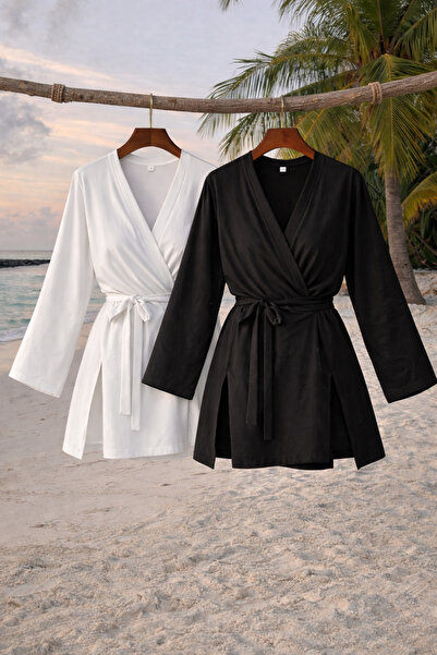 COMBİNE MİCHAİL Kimono de vară pentru femei, cu curea, pachet de 2