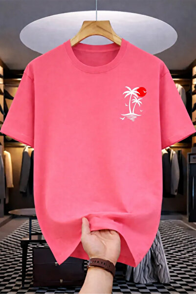 Pink Sky Premium Oversize T-Shirt 100% Βαμβάκι Unisex Άνετη Εφαρμογή Τάση Νέα...