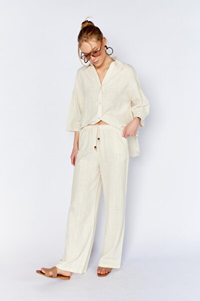 TENA بنطلون نسائي مبطن من الداخل بلون إكرو مع رباط خصر