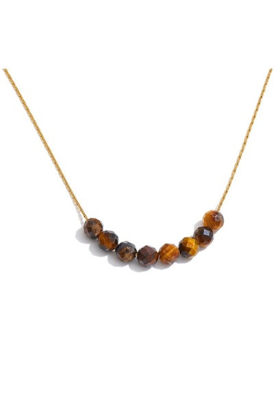Eva Grace Lara necklace, gold, with natural stones (Amazonite/Tiger's Eye), m...