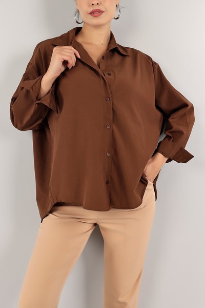 NEW JOURNAL Women's Brown Long Sleeve Basic Shirt Tn111