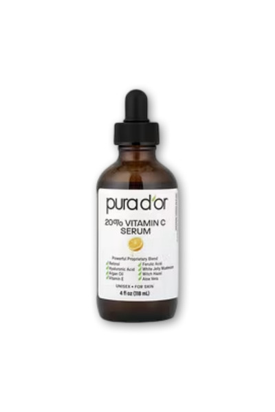 Pura D'or سيروم فيتامين C بنسبة 20% 4 أونصات علاج احترافي للوجه والعينين حب ا...